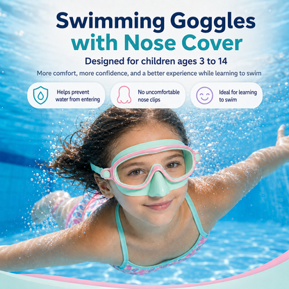 Kids’ Swimming Goggles with Nose Cover
