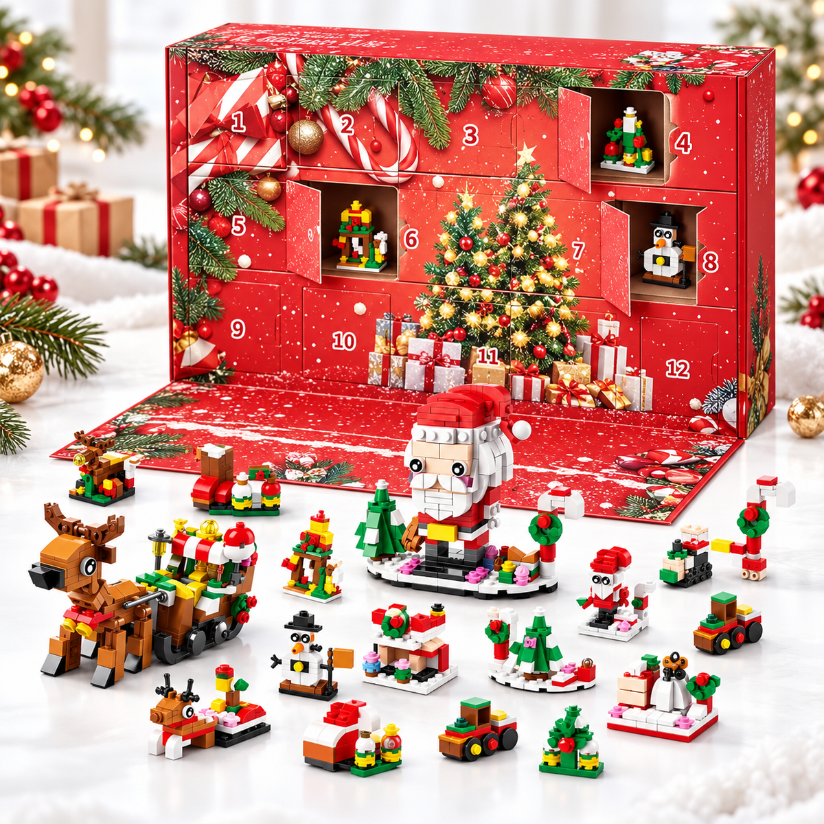 Calendrier de l'Avent en Briques de Construction de Noël