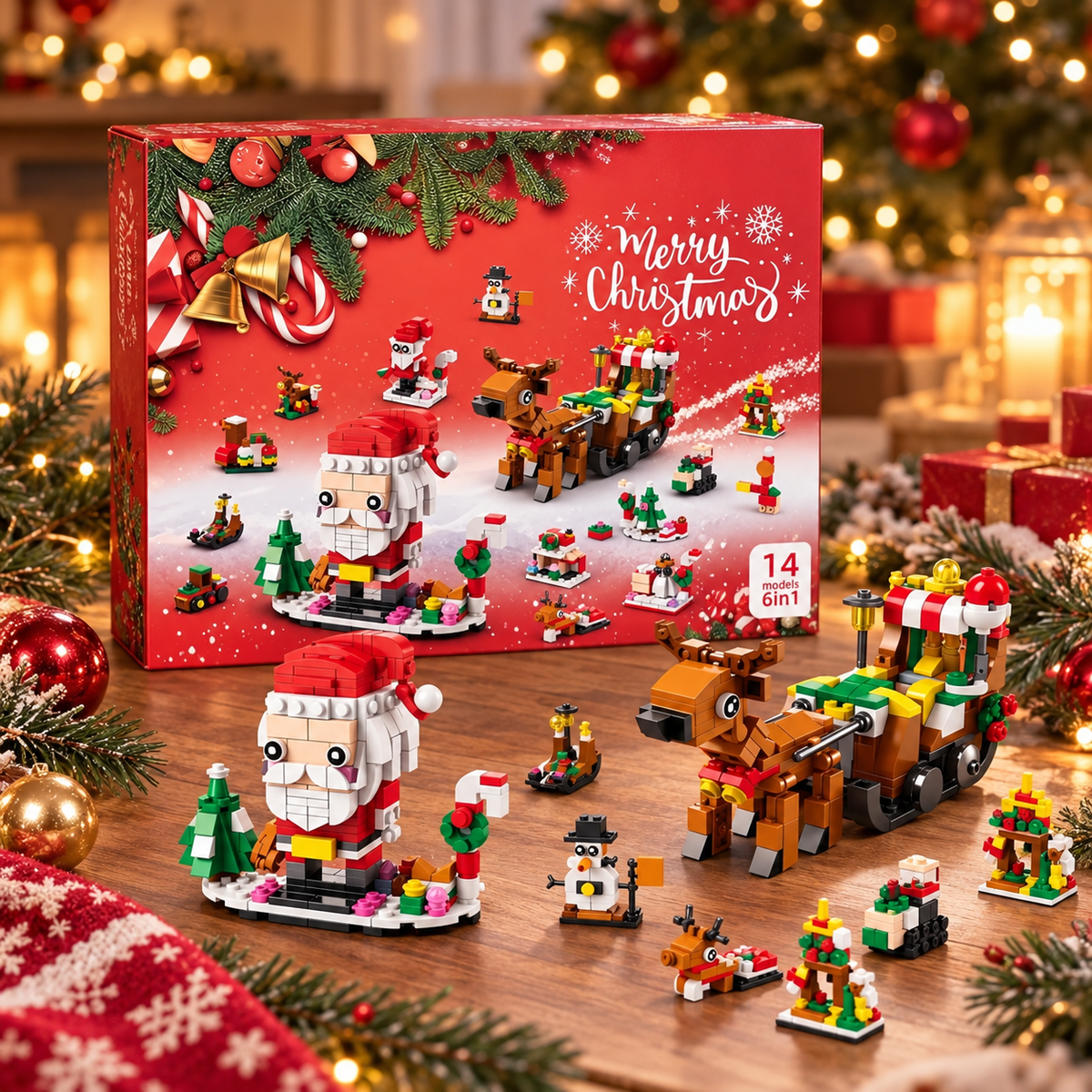 Calendrier de l'Avent en Briques de Construction de Noël