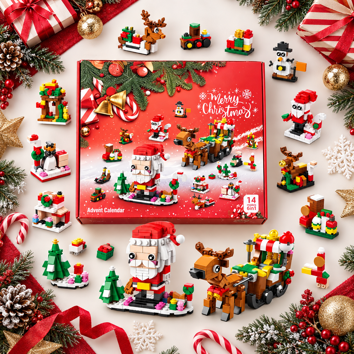 Calendrier de l'Avent en Briques de Construction de Noël